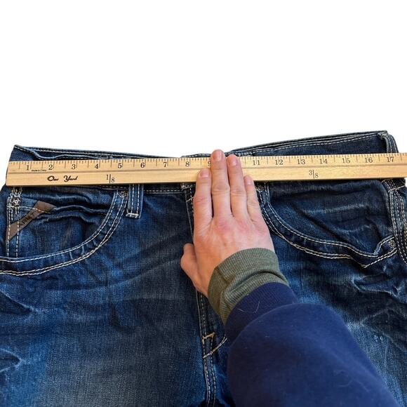 Ariat Jeans Mens Sz 35x32 Blue M5 Boundry Slim Straight Leg Distressed Western - Picture 6 of 9